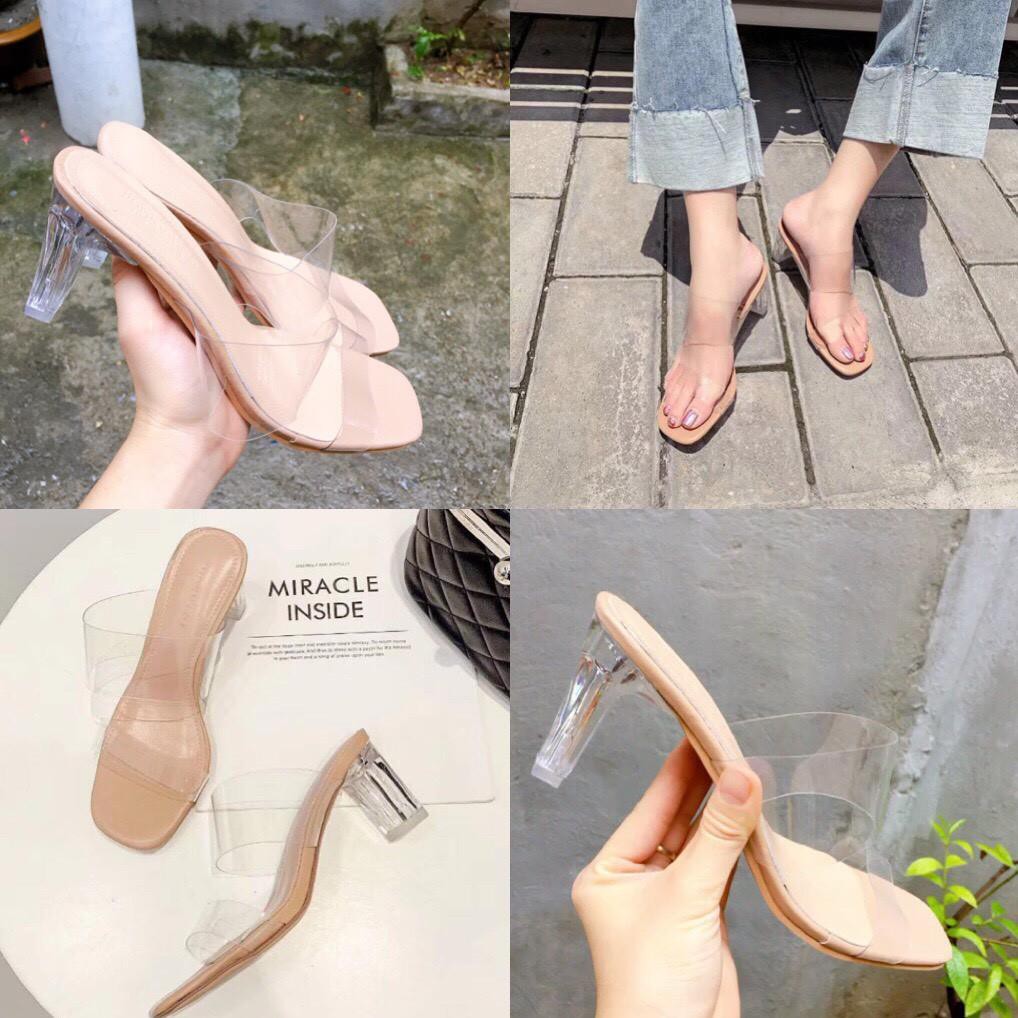 [Freeship]- Sandal Guốc Cao Gót Hai Quai Bản Trong Gót Vuông Cao 6.5cm (M628_Fullbox) -Kho Giay Phuong Linh