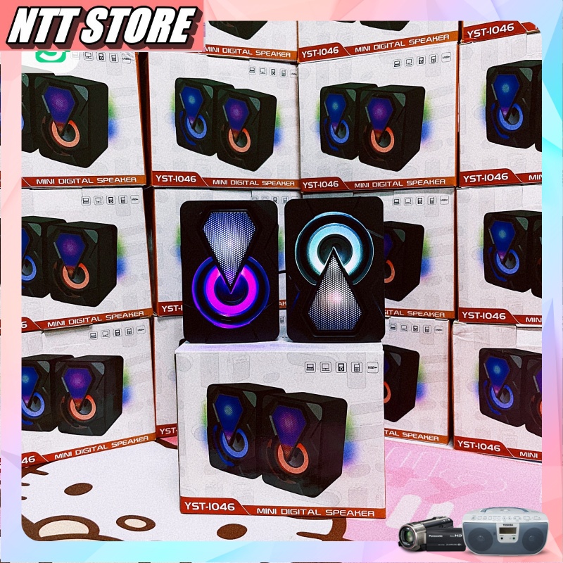 Loa máy tính mini PC Laptop  YST 1046 có led Dùng được cho cả điện thoại và máy tính Bass cực đã giá thành rẻ