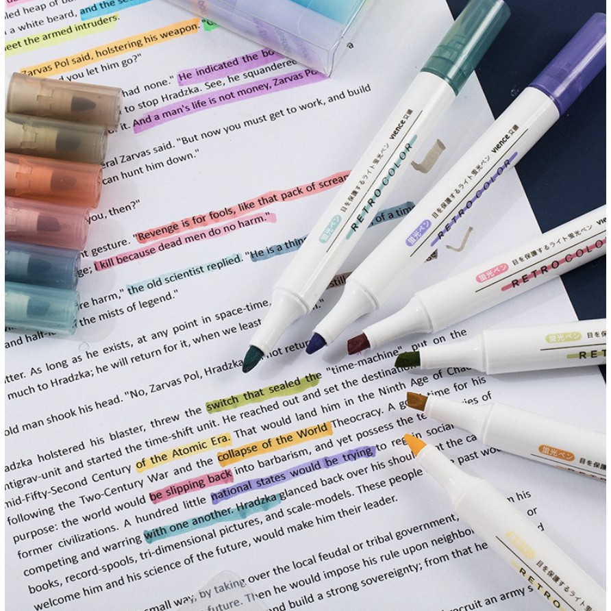 Set 6 bút highlight VIENCE tone màu pastel