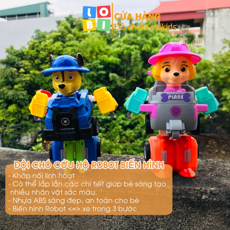 Chó cứu hộ Paw Patrol, Đồ chơi biệt đội cứu hộ 4 nhân vật loại to, biến hình robot - Lobikids