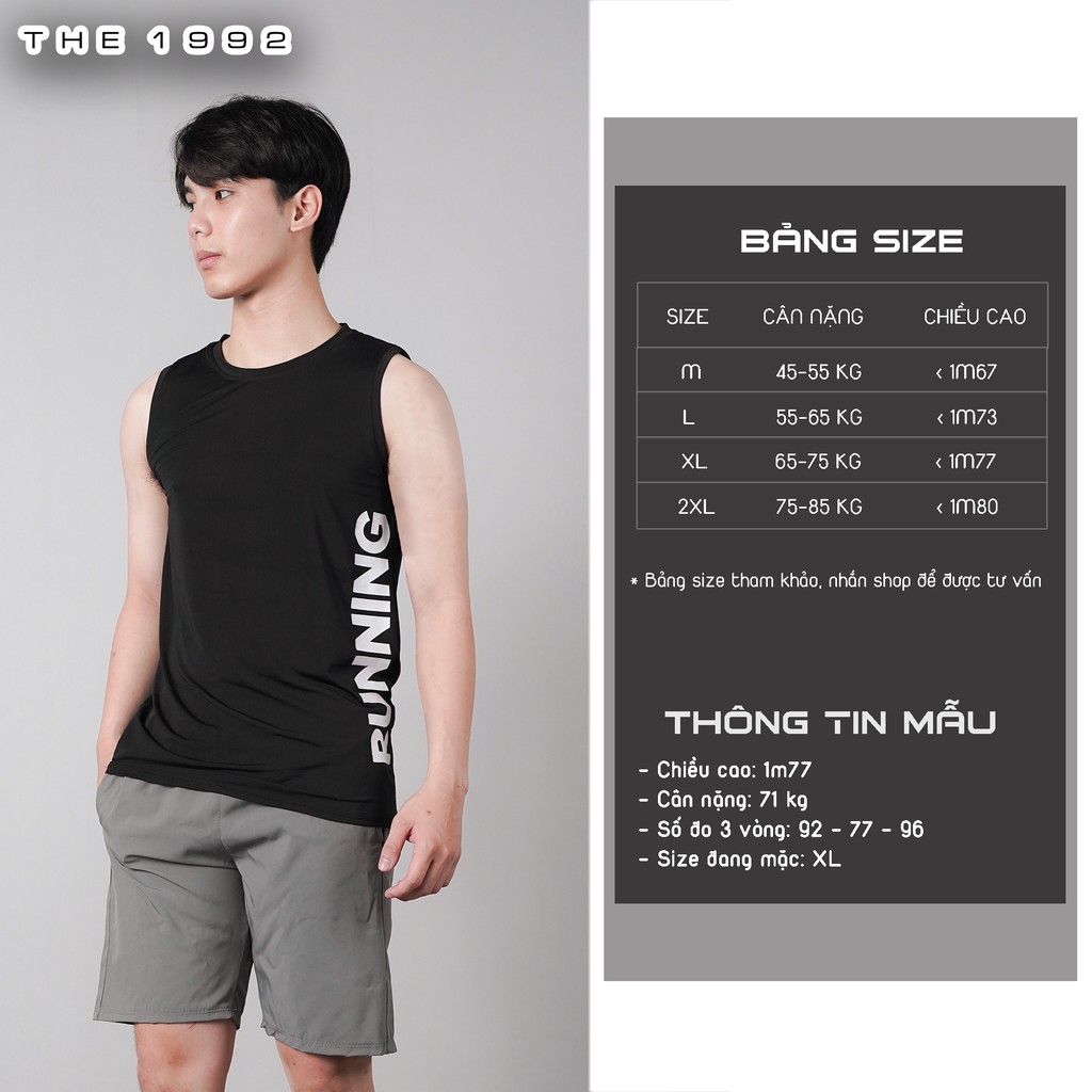 Áo ba lỗ nam THE 1992 Áo tanktop sát nách nam RUNNING