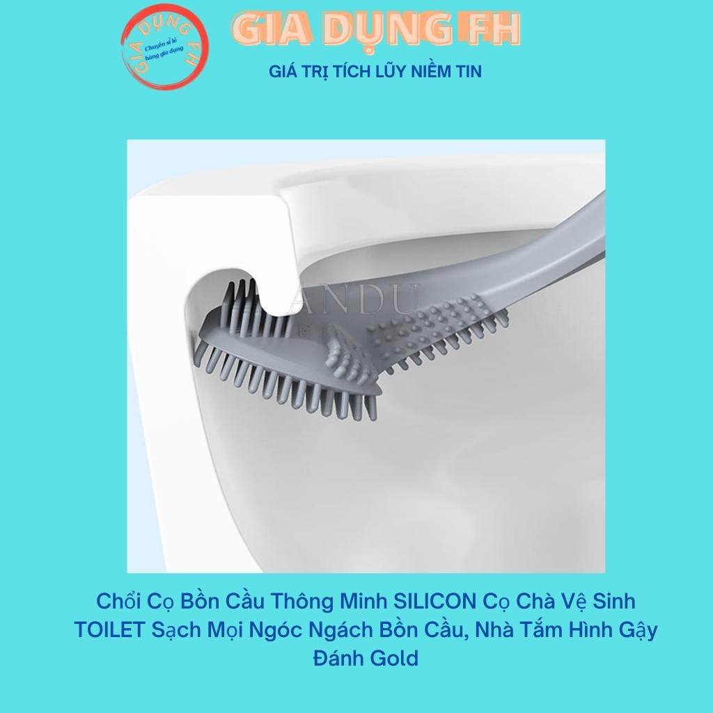 Chổi Cọ Bồn Cầu Thông Minh SILICON Cọ Chà Vệ Sinh TOILET Sạch Mọi Ngóc Ngách Bồn Cầu, Nhà Tắm Hình Gậy Đánh Gold