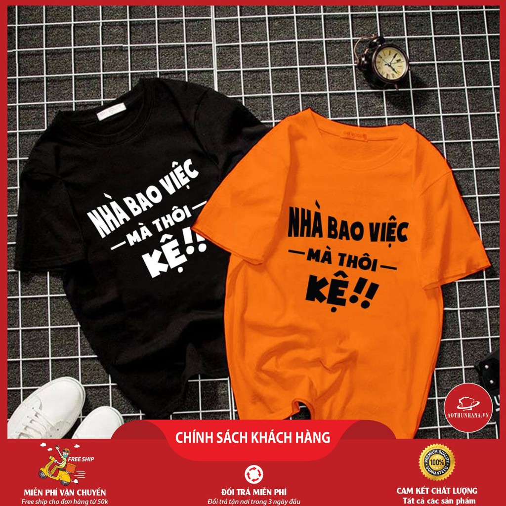 Áo Phông Phong Cách Hàn Quốc Phối Hình Basic (Áo Màu Cam)