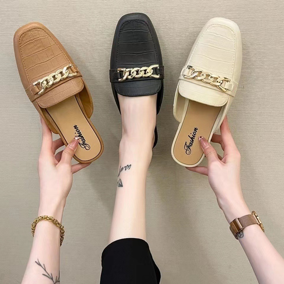 Dép Nữ Bít Mũi Vuông Kiểu Dáng Năng Động - Đế Vuông