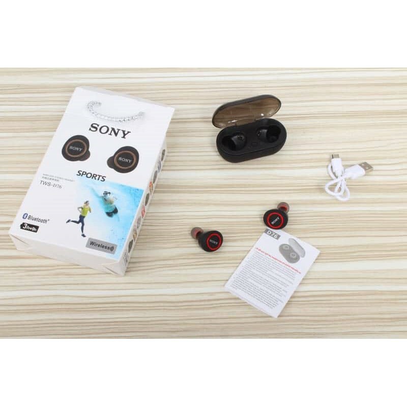 (Chính Hãng)Tai nghe Bluetooth Đen Sony sport TWS-D76 Rất ấm Bass-treble rõ ràng