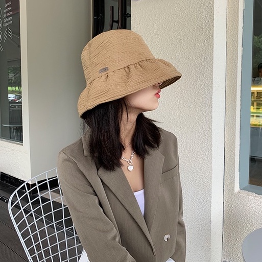 Nón Bucket Màu Trơn Che Phủ Khuôn Mặt Phong Cách Hàn Quốc Dễ Phối Đồ Thời Trang Thu Đông Cho Nữ
