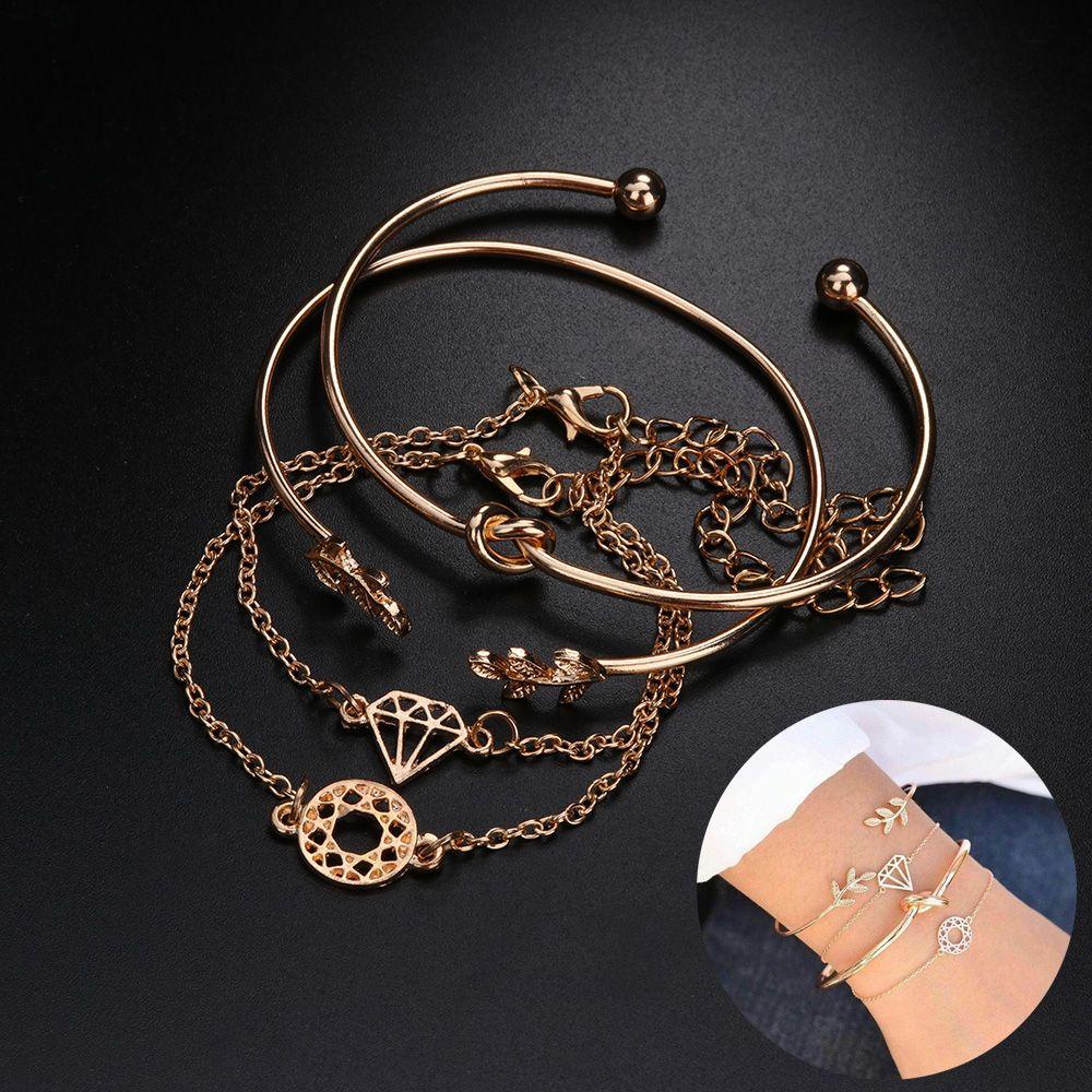Set 4 Vòng Tay Hợp Kim Phong Cách Bohemian Cho Nữ