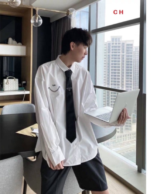 Sơ mi miệng cười chất thô mềm THN879