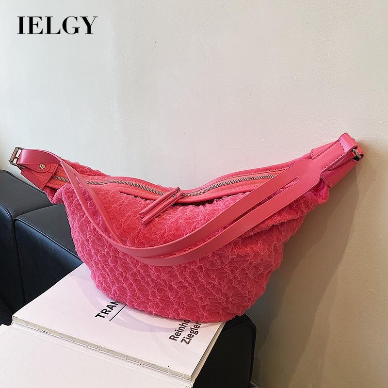 Túi IELGY đeo chéo có khóa kéo phong cách đường phố Hàn Quốc cho nữ