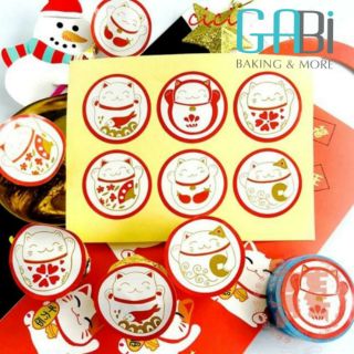 Sticker mèo thần tài 6 tem/bảng