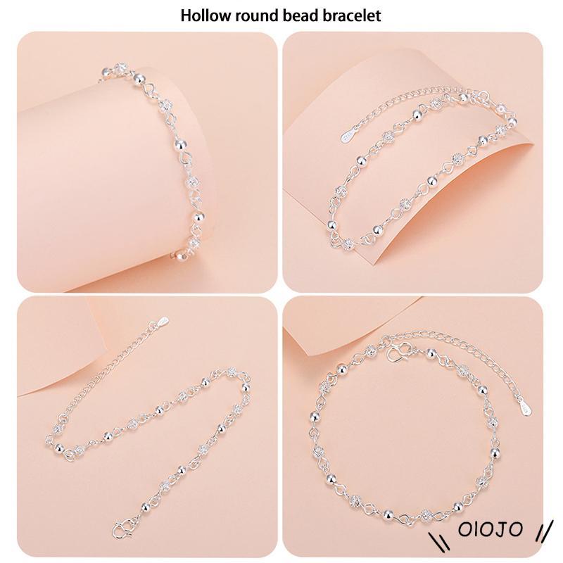 Vòng Tay Mạ Bạc Đính Hạt Tròn Xinh Xắn Thời Trang