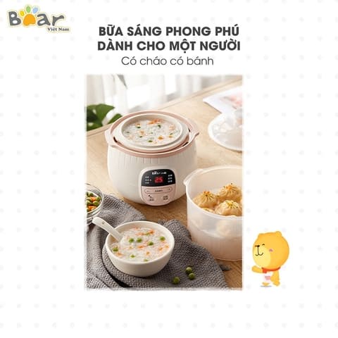 Nồi nấu chậm cho bé Bear 0,8L SUBE001, nồi nấu cháo chậm đa năng cho trẻ - Monnie Kids