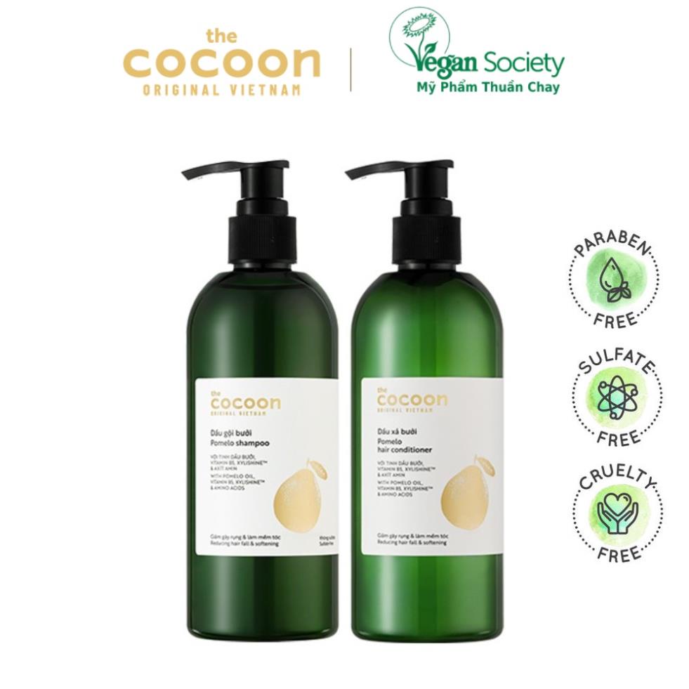 Bộ dầu gội bưởi Pomelo Cocoon 310ml + Dầu xả bưởi Pomelo Cocoon 310ml thuần chay TmallComestic