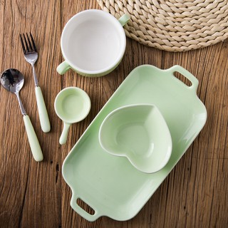 Set bát đĩa gốm nhiều màu kute