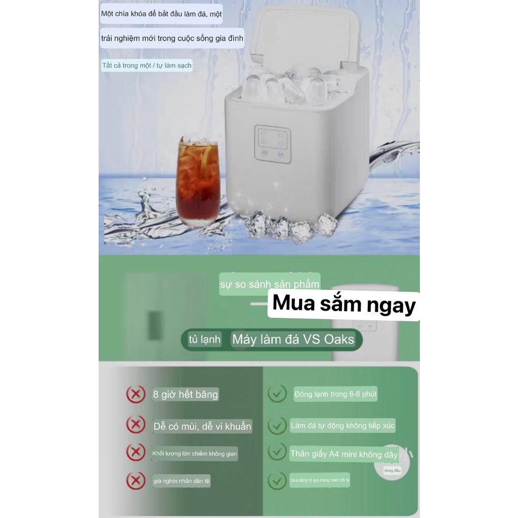 Máy Làm Đá Gia Đình AUX Oaks