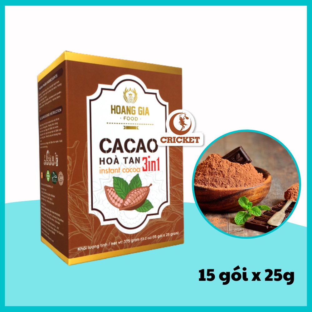 Bột Cacao Hòa Tan 3in1 Hoàng Gia - Hộp 375g (15 gói x 25g) Hàng Chính Hãng 100%