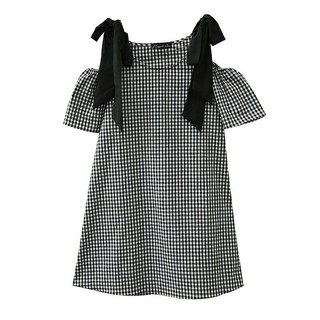 Đầm bầu thỏ mommy mẫu caro đen khoet vai