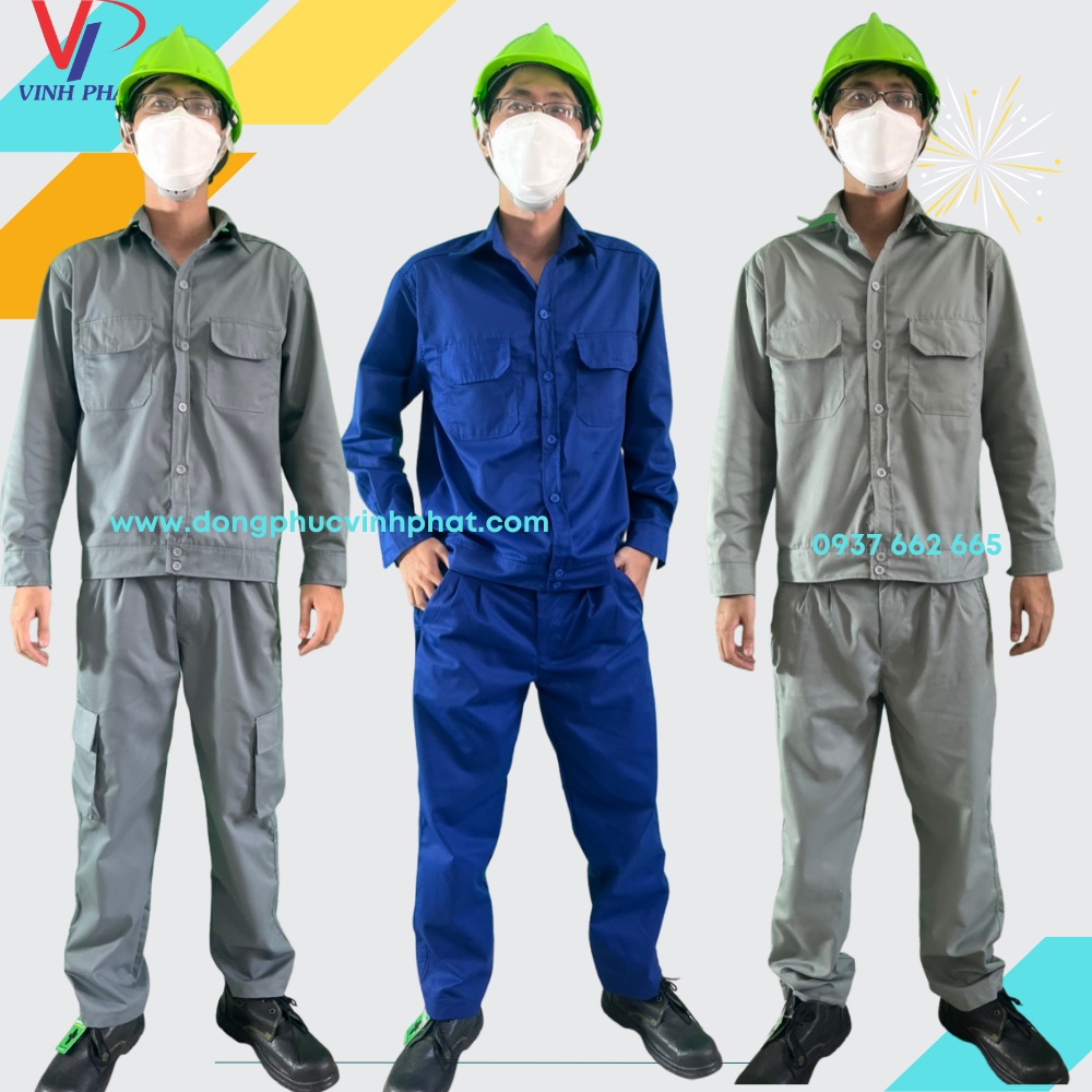 Quần Áo Bảo Hộ Lao Động Công Nhân Màu Xám Đậm Lưng Thun Túi Hộp Đủ size Hình ảnh Thật