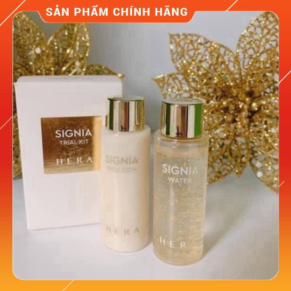 Cặp Nước hoa hồng và Sữa dưỡng tế bào gốc tái sinh dưỡng trắng và trẻ hóa da Hera Signia chứa vàng 24k quý hiếm 20ml