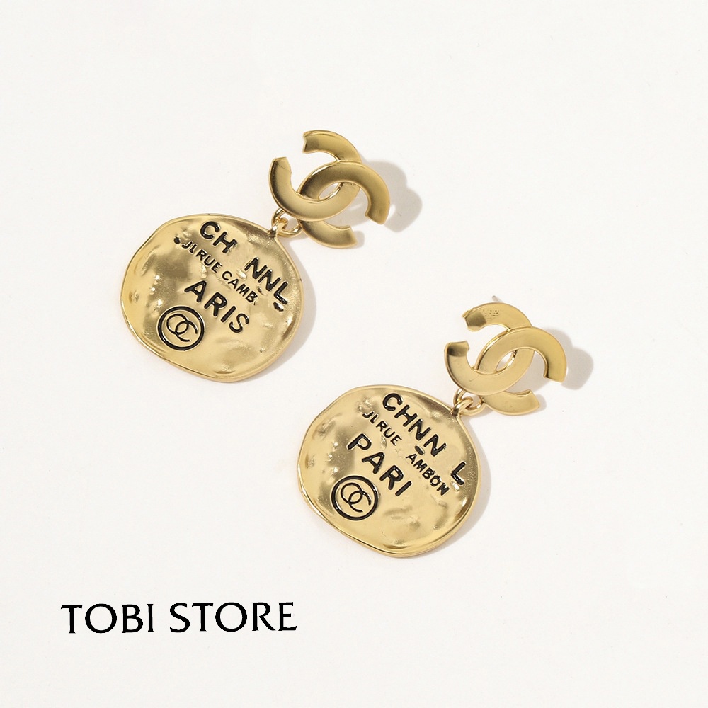 Bông tai nữ thương hiệu CC Cha.nel Pa.ris mạ vàng cổ điển TB456 TOBI STORE
