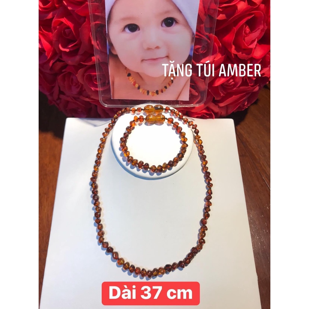 Bộ vòng hổ #phách màu nâu cho bé-Minh Tâm Jewelry