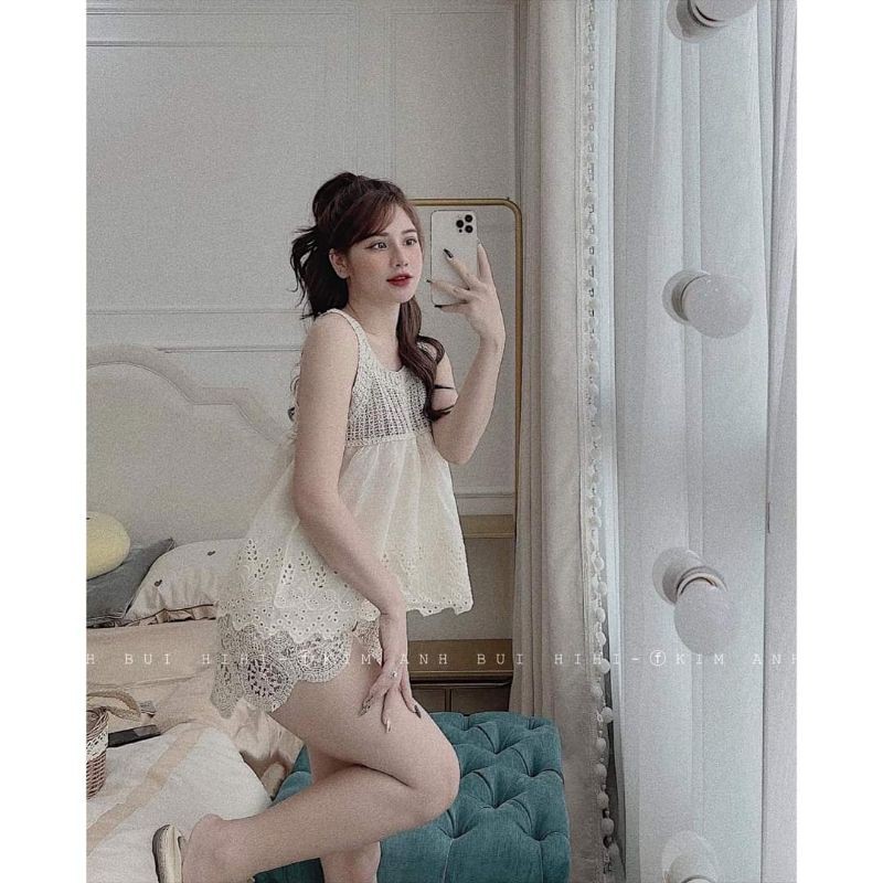 Sét áo 2 dây+quần sooc ren hàng QCL1