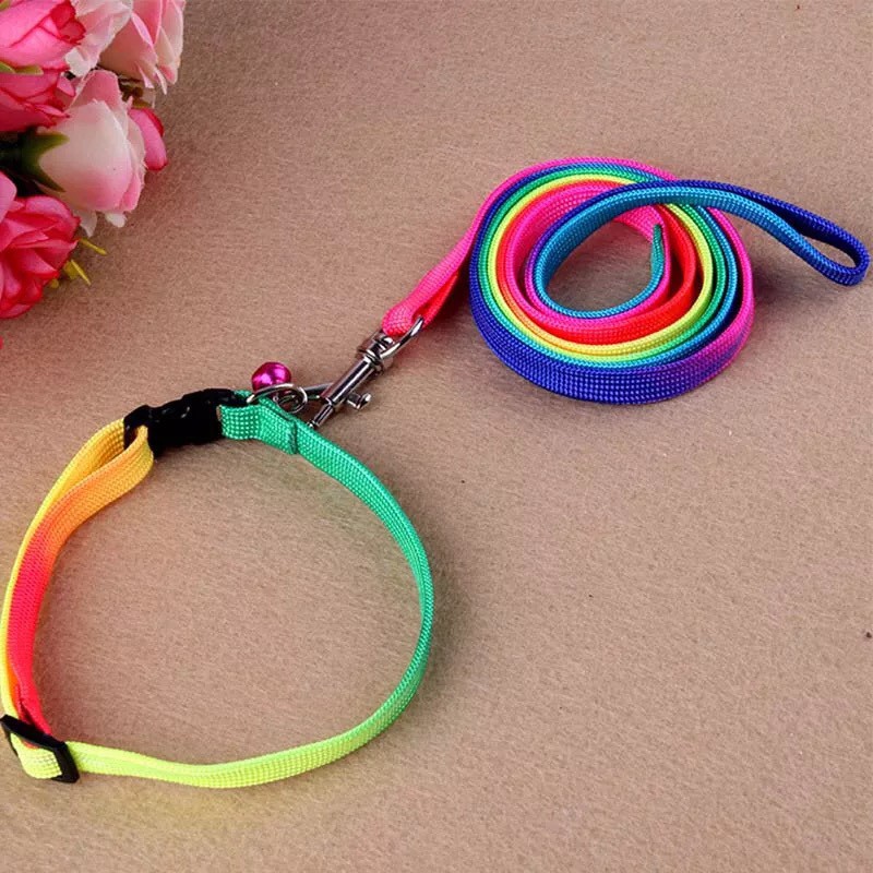 Dây Dắt Kèm Vòng Cổ Kèm + Chuông 7 Màu Dành Cho Thú Cưng, Dây Dắt Chó Mèo Thời Trang LaLi Petfashion