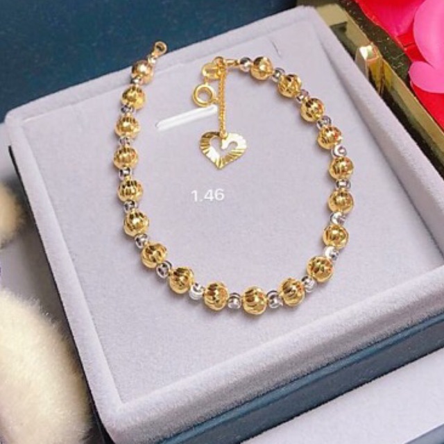 Vòng tay bi nữ 2 màu đồng non xi