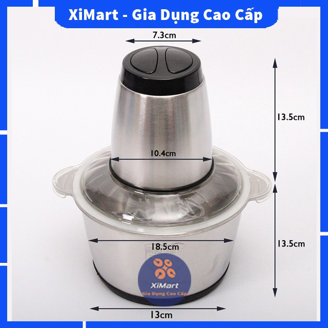 [LOẠI 1] Máy xay thịt cá cao cấp cối 2L inox304 không gỉ, công suất 250W, 4 lưỡi dao kép - Bảo Hành 2 năm - XiMart.