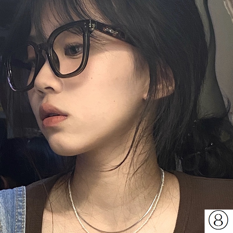 Xiaohongshu Gọng Kính Vuông Màu Xanh Lá Ô Liu Chống Ánh Sáng Xanh Lam Phong Cách Hàn Quốc