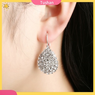 Bông tai hình giọt nước đính đá lấp lánh màu bạc sang trọng dành cho nữ