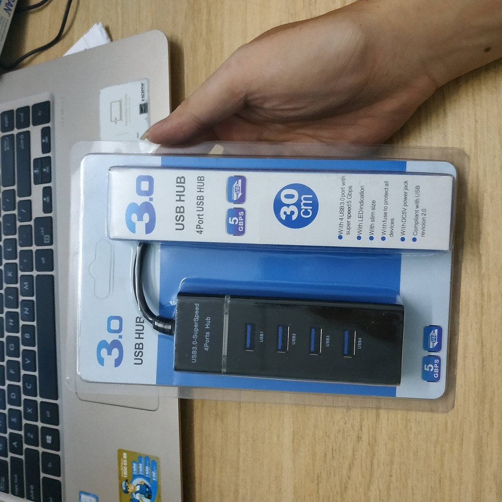 Hub USB 3.0 - Bộ Chia 1 USB Ra 4 USB Có Đèn Led