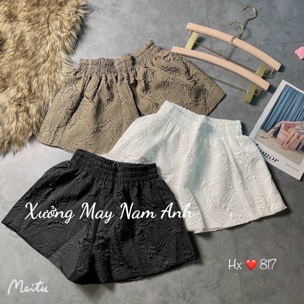 Quần Short Nữ Lưng Chun Dập Hoa Nổi 3D Lên From Xinh | BigBuy360 - bigbuy360.vn
