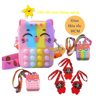 Túi đeo chéo mini kết hợp trò chơi pop it bằng silicon mềm giúp giảm căng thẳng