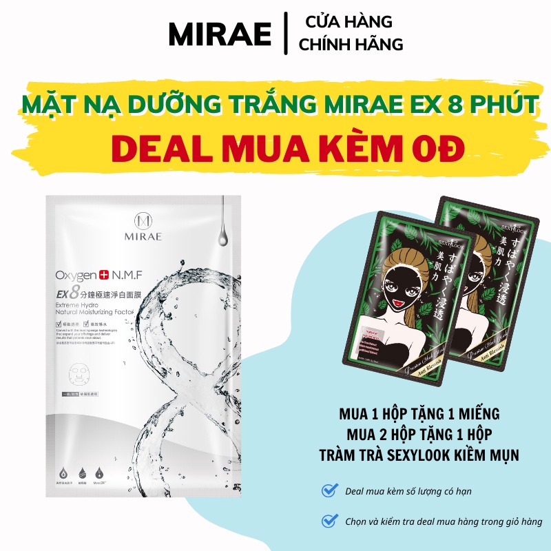 Mặt nạ Mirae EX8 phút dưỡng trắng cấp tốc - Oxygen cung cấp độ ẩm giúp da sáng bóng | Thế Giới Skin Care