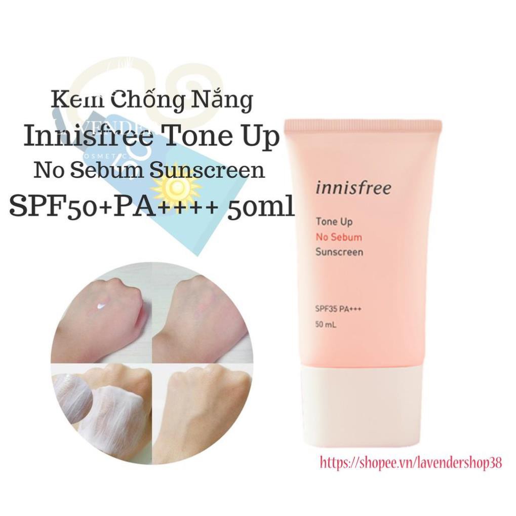 Kem Chống Nắng Innisfree Tone Up No Sebum Sunscreen SPF50+PA++++ 50ml (màu hồng)