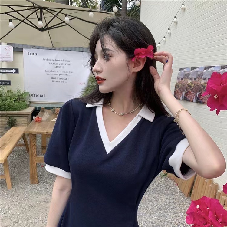 Đầm Perty dáng chữ A cổ V phong cách hè mới