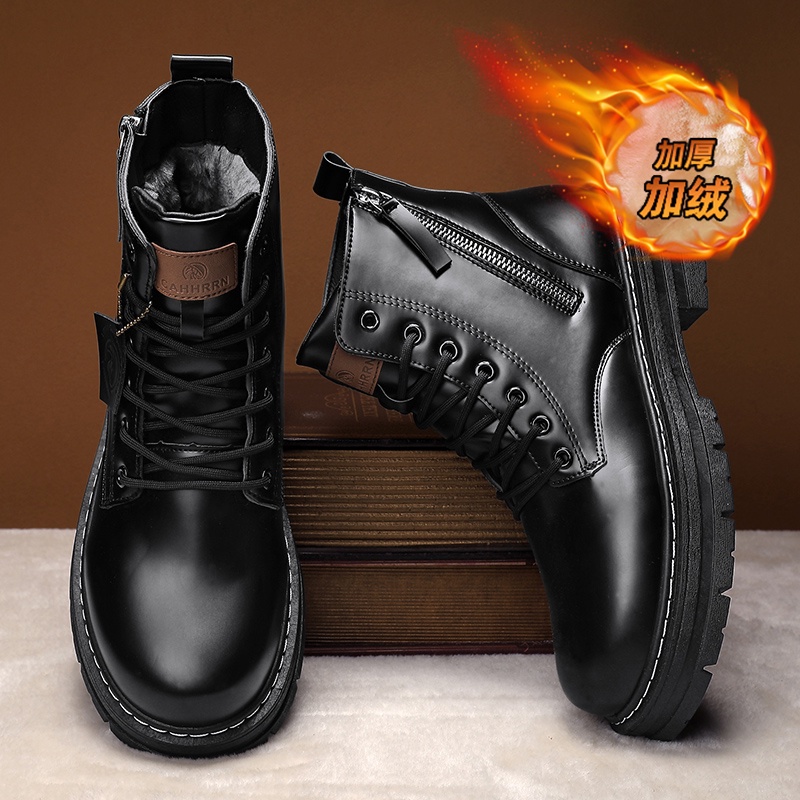 [ZY Martin boots Martin] Giày Bốt Nam. Giày Bốt Lót Len Cashmere Chống Thấm Nước Thời Trang Giày Boot Phong Cách Trẻ Trung Cá Tính Dành Cho Nam Giày Bốt Cổ Cao Thời Trang Dành Cho Nữ Áo Mưa Chống Thấm Nước Tiện Dụng Dép Quai Ngang Chống Trượt Thời Trang G