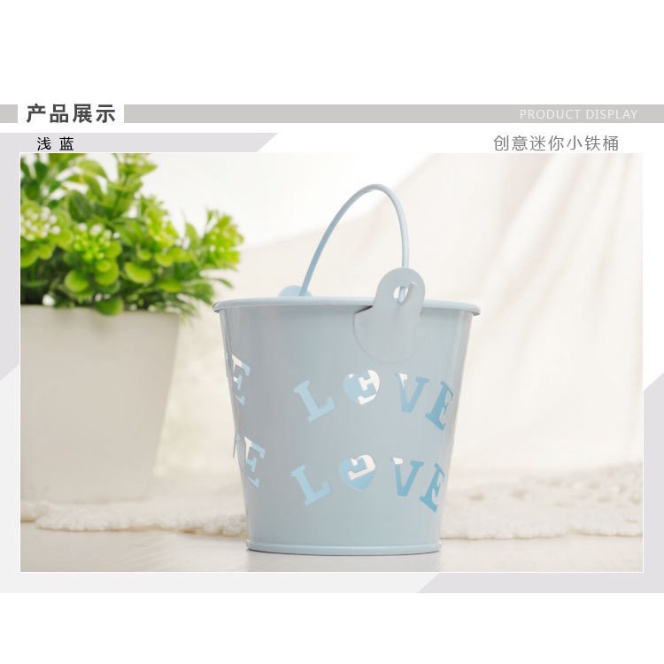 Xô sắt mini decor góc nhỏ siêu dễ thương