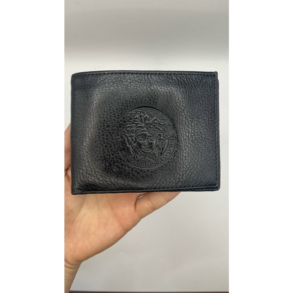 Ví Nam Da Bò Thật Cao Cấp Versace, ví da nam ngang nhiều ngăn tiện dụng
