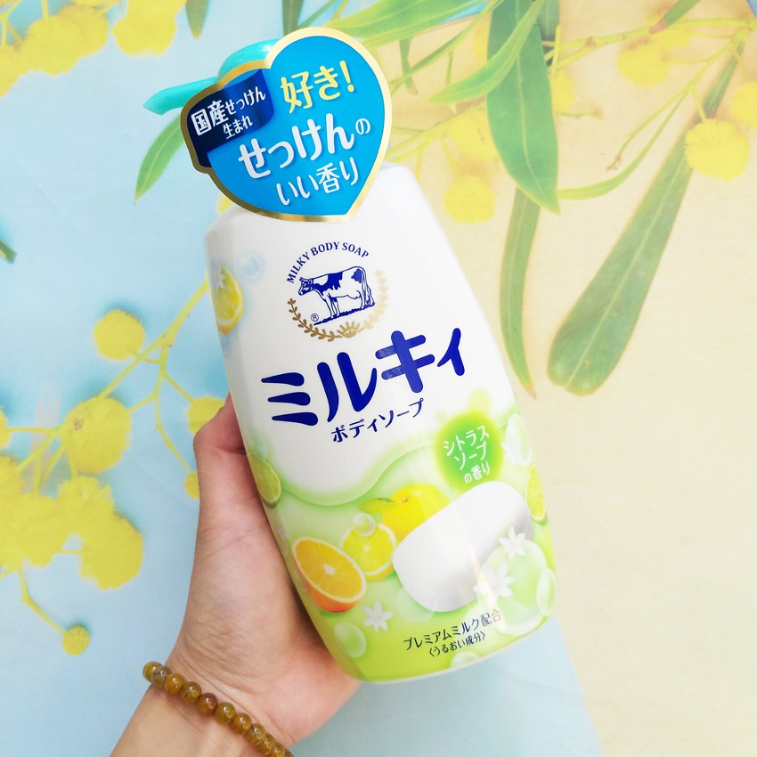 Sữa tắm dưỡng da Milky Cow hương cam chanh 550ml Hàng Nhật nội địa - Larva Store