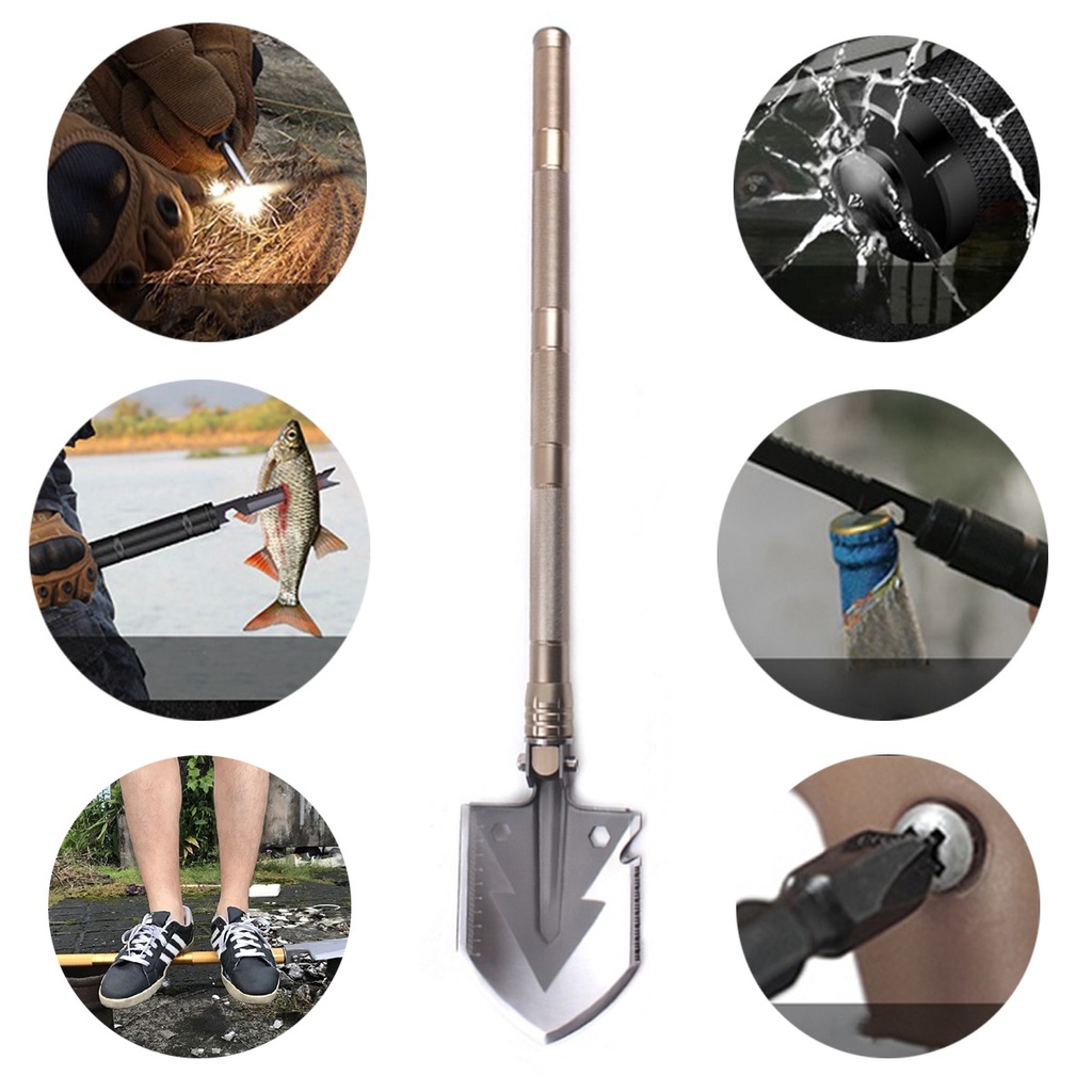 Xẻng quân dụng đa năng 12 chức năng đi phượt dã ngoại chất liệu hợp kim cao cấp loại dài 93 cm