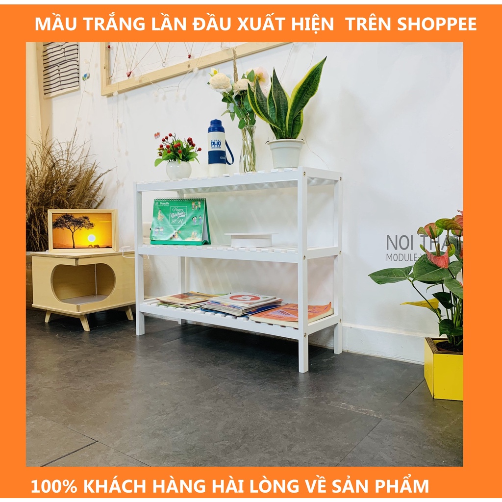 Kệ đựng giày dép gỗ thông 3 tầng kích thước 100cm, hàng Việt Nam xuất khẩu, sản phẩm làm từ thông nhập USA