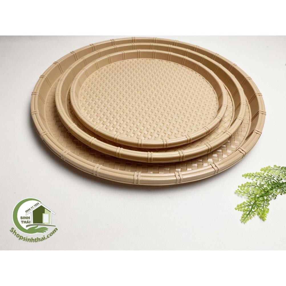 Mẹt nhựa giả mây đựng bún đậu - khay nhựa màu nâu - chọn kích thước