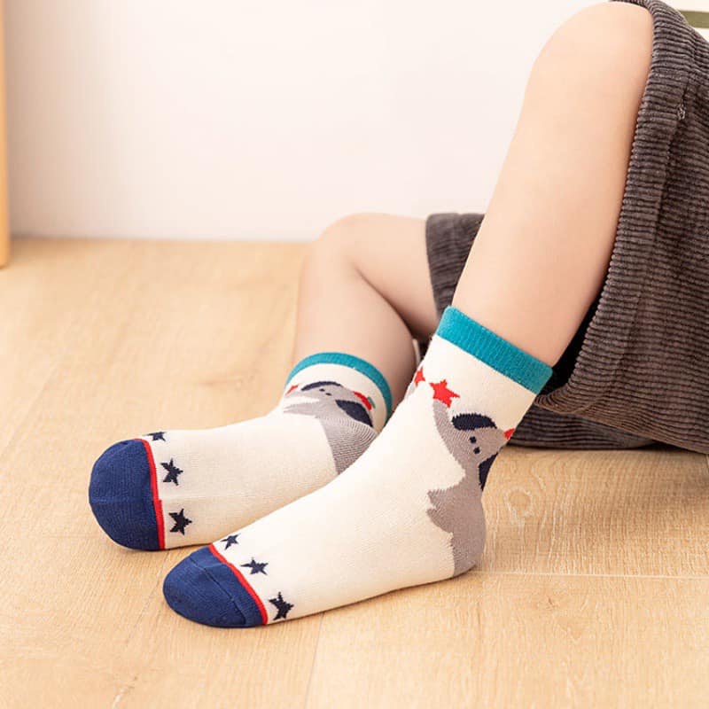 SET 5 ĐÔI TẤT CỔ CAO DÀY DẶN TN IN HÌNH THÚ DỄ THƯƠNG CHO BÉ