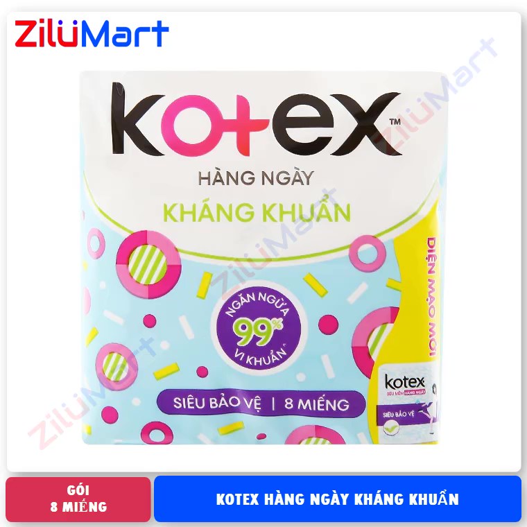 Băng vệ sinh hàng ngày Kotex siêu mềm siêu bảo vệ 8 miếng