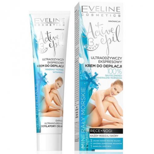 Kem tẩy lông chiết xuất khoáng chất biển dành cho mọi loại da EVELINE ACTIVE EPIL 125ml