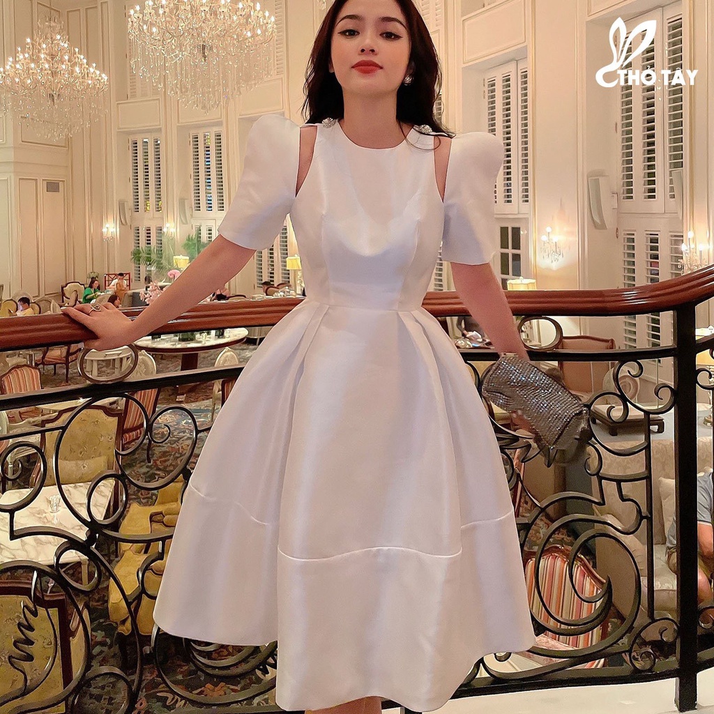 Đầm xoè tafta khoét vai THỎ TÂY D579X274