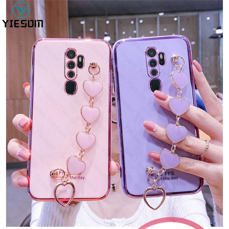 Ốp Điện Thoại Sang Trọng Có Dây Đeo Tay Cho OPPO A9 A5 2020 A31 A92 A72 A52 A91 A83 A77 A59 A57 A3 A3S A5S A7 A12 A11K F5 F9 F11 Pro