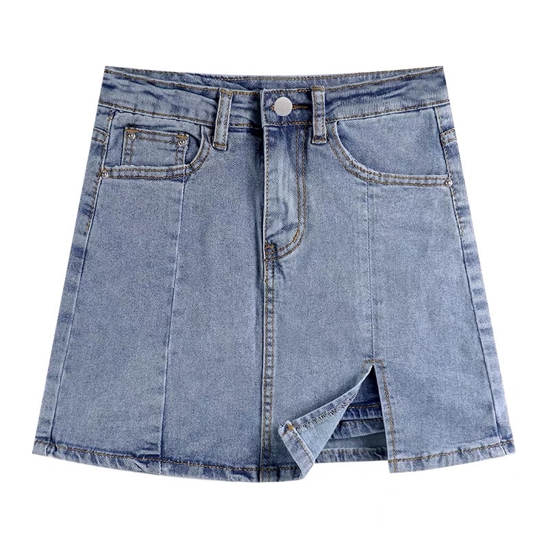 (THANH LÍ) Chân váy jeans xẻ chất dày dặn form bé